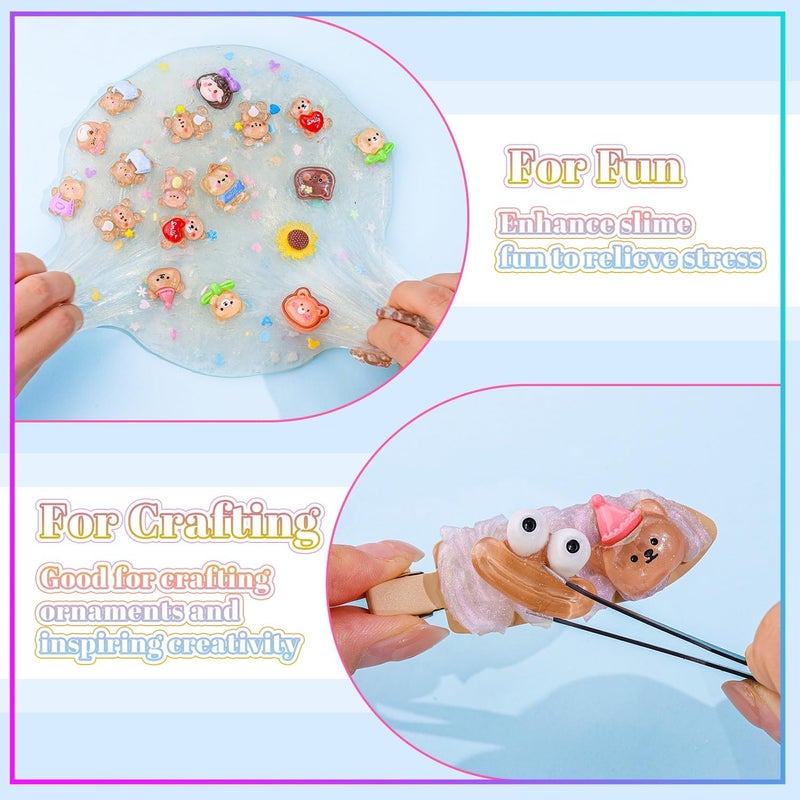 Glitzest 100PCS TINKRSTUFF Brown Slime Charms Jelly Cute Flatback Resin Charms for Slime, Random Kawaii Decoden Charm for Embellishments Phone Junk Case Charms Bulk, Hairpins Scrapbooking Crafting & DIY Decor - Image 5